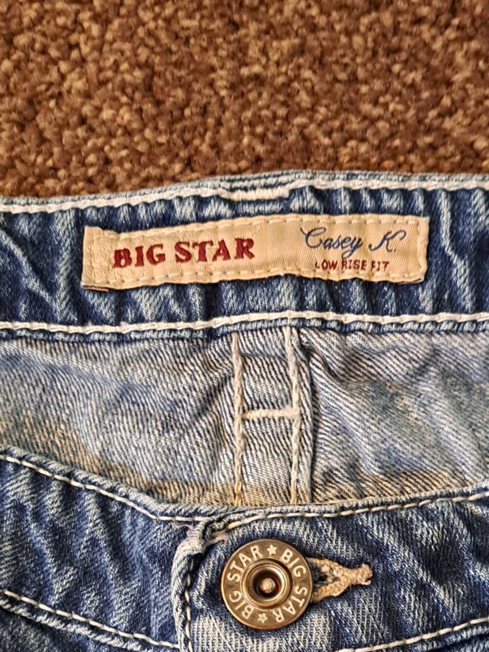 Big Star Casey K Low Rise Fit Cut off Denim Jean Shorts W/Embroidered Flap Pocke - Picture 9 of 11